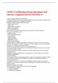 ACHA Certification Exam Questions and answers Updated 2024