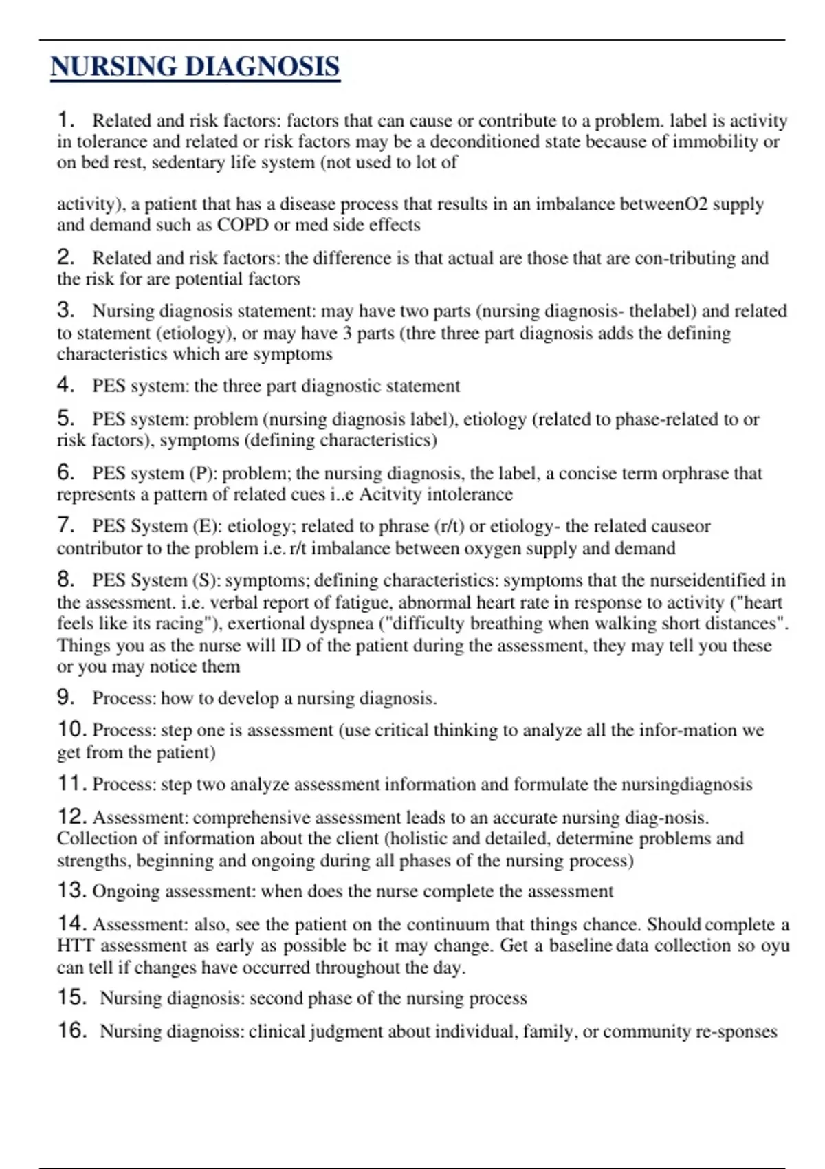 NURSING DIAGNOSIS ( LATEST 2024 / 2025 ) ACTUAL QUESTIONS AND ANSWERS ...