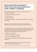 HESI OBSTETRICS MATERNITY PRACTICE EXAM QUESTIONS WITH 100&percnt; CORRECT ANSWERS 