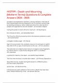 HIST199 - Death and Mourning &lpar;Midterm Terms&rpar; Questions & Complete Answers 2024 