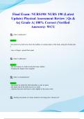 Final Exam&colon; NURS190&sol; NURS 190 &lpar;Latest 2024&sol; 2025 Update&rpar; Physical Assessment Review &vert; Qs & As&vert; Grade A&vert; 100&percnt; Correct &lpar;Verified Answers&rpar;- WCU