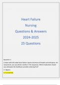 Heart Failure Nursing Questions & Answers 2024-2025 25 Questions