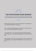 CNA STATE BOARD EXAM 20242025 WITH GUARANTEED ACCURATE ANSWERS
