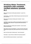 Drinking Water Treatment questions with complete verified solutions &lpar;graded A&plus;&rpar;