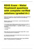 REHS Exam - Water Treatment questions with complete verified solutions &lpar;graded A&plus;&rpar;&period;