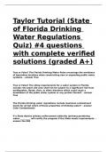 Taylor Tutorial &lpar;State of Florida Drinking Water Regulations Quiz&rpar; -4 questions with complete verified