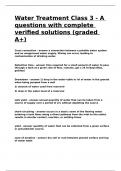 Water Treatment Class 3 - A questions with complete verified solutions &lpar;graded A&plus;&rpar;