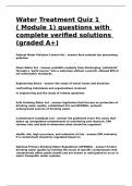 Water Treatment Quiz 1 &lpar; Module 1&rpar; questions with complete verified solutions &lpar;graded A&plus;&rpar;