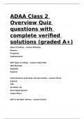 ADAA Class 2 Overview Quiz questions with complete verified solutions &lpar;graded A&plus;&rpar;&period;