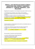 DENTAL LAW AND RULES EXAM &lpar;FLORIDA&rpar; &vert; QUESTIONS AND CORRECT ANSWERS &vert; GRADED A&plus; &vert; VERIFIED ANSWERS &vert; JUST RELEASED