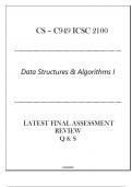 &lpar;CS-C949&rpar; ICSC 2100 Data Structures & Algorithms I - Latest FA Review Q & S 2024