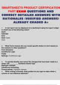 SMARTSHEETS PRODUCT CERTIFICATION PART EXAM QUESTIONS AND CORRECT DETAILED