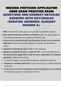 INDIANA PESTICIDE APPLICATOR CORE EXAM PRACTICE EXAM QUESTIONS AND CORRECT ANSWERS