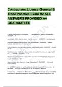 Contractors License General B Trade Practice Exam &num;2 ALL ANSWERS PROVIDED A&plus; GUARANTEED