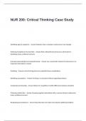 NUR 200 Exam Questions and Answers- Critical Thinking Case Study