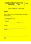  CHILD DEVELOPMENT AND GUIDANCE EXAM QUESTIONS AND ANSWERS 2024