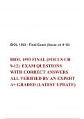 BIOL 1593 FINAL &lpar;FOCUS CH 9-12&rpar;  EXAM QUESTIONS  WITH CORRECT ANSWERS ALL VERIFIED BY AN EXPERT  A&plus; GRADED &lpar;LATEST UPDATE&rpar;