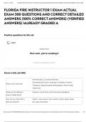FLORIDA FIRE INSTRUCTOR 1 EXAM ACTUAL EXAM 300 QUESTIONS AND CORRECT DETAILED ANSWERS &lpar;100&percnt; CORRECT ANSWERS&rpar; &lpar;VERIFIED ANSWERS&rpar; &vert;ALREADY GRADED A