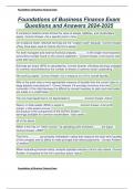 Foundations of Business Finance Exam Questions and Answers 2024-2025