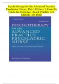 Test Bank for Psychotherapy for the Advanced Practice Psychiatric Nurse&colon; A How-To Guide for Evidence-Based Practice&comma; 3rd Edition&comma; by Kathleen Wheeler&comma; All Chapters 1-24 &vert;&vert;Complete A&plus; Guide