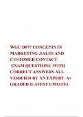 WGU D077 CONCEPTS IN MARKETING&comma; SALES&comma; AND CUSTOMER CONTACT EXAM PACKAGE DEAL 
