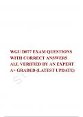 WGU D077 EXAM QUESTIONS  WITH CORRECT ANSWERS ALL VERIFIED BY AN EXPERT  A&plus; GRADED &lpar;LATEST UPDATE&rpar;