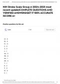 NIH Stroke Scale Group A &vert;2024-2025 most recent update&vert;COMPLETE QUESTIONS AND VERIFIED ANSWERS&vert;GET IT 100&percnt; ACCURATE &vert;SCORE A&plus;