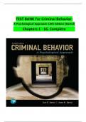 TEST BANK For Criminal Behavior&colon; A Psychological Approach 12th Edition &lpar;Bartol&rpar; Chapters 1 - 16&comma; Complete