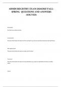 ABMDI REGISTRY EXAM 2024&sol;2025 FALL- SPRING  QUESTIONS AND ANSWERS &lpar;SOLVED&rpar;