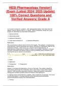 HESI Pharmacology Version1 &lpar;Exam &lpar;Latest 2024&sol; 2025 Update&rpar; 100&percnt; Correct Questions and Verified Answers&vert; Grade A