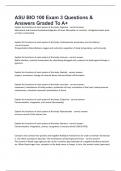ASU BIO 100 Exam 3 Questions & Answers Graded To A&plus;