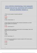 NEHA CERTIFIED PROFESSIONAL FOOD MANAGER  NEWEST 2024 ACTUAL QUESTIONS WITH CORRECT  DETAILED ANSWERS&sol; GRADED A&plus;