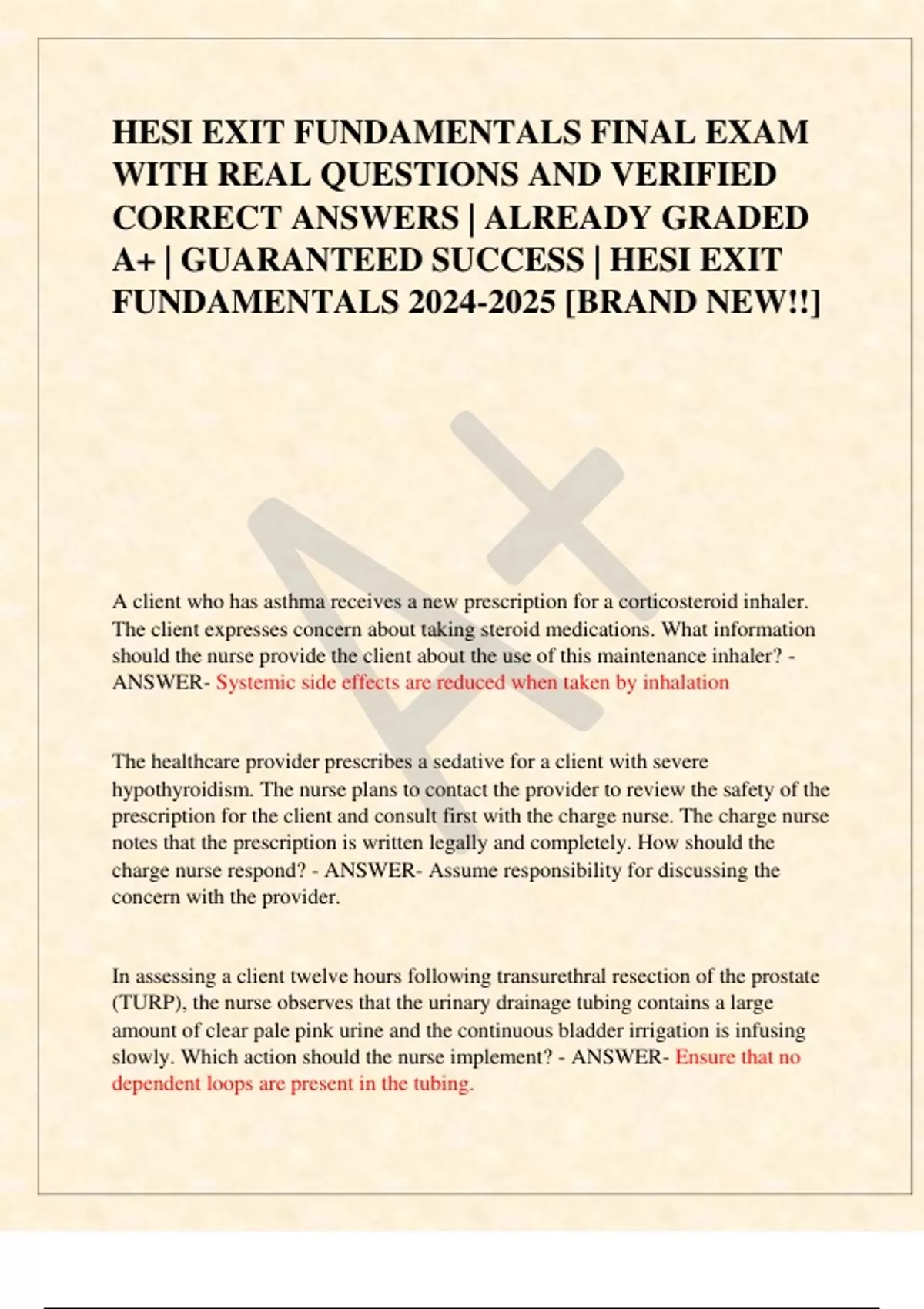 ATI FUNDAMENTALS ACTUAL FINAL EXAM 2025 WITH REAL PRACTICE QUESTIONS ...