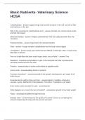 Basic Nutrients- Veterinary Science HOSA Questions and Answers