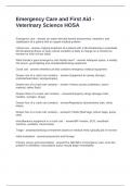 Emergency Care and First Aid - Veterinary Science HOSA Questions and Answers 