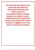 CNL EXAM PRACTICE WITH ACTUAL QUESTIONS AND COMPLETE 100&percnt;CORRECTANSWERS WITH VERIFIED AND WELL EXPLAINEDRATIONALES ALREADY GRADED A&plus; BY EXPERTS &vert;LATEST VERSION 2024 WITH GUARANTEED SUCCESS AFTER DOWNLOAD ALREADY PASSED&excl;&excl;&excl;&excl;&excl;&excl;&excl; &lpar;PROVEN ITS ALL YOU NEED TO E