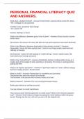 PERSONAL FINANCIAL LITERACY QUIZ AND ANSWERS