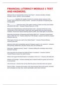 FINANCIAL LITERACY MODULE 1 TEST AND ANSWERS