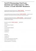 Nur2474 Pharmacology Final Exam Questions and Verified Answers &vert; 100&percnt; Correct &vert; A Grade 2024&sol;2025- Rasmussen