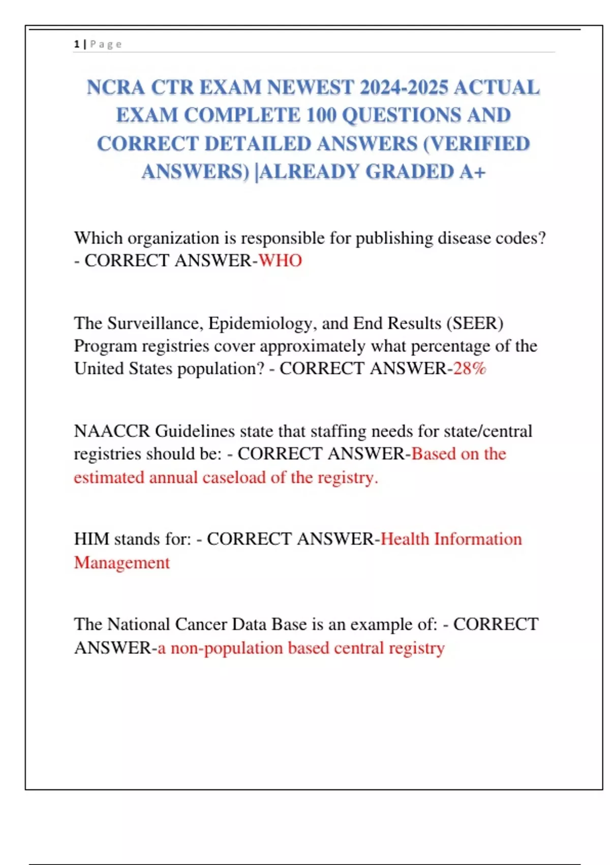 NCRA CTR EXAM NEWEST ACTUAL EXAM COMPLETE 100 QUESTIONS AND CORRECT ...