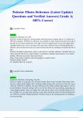 Polestar Pilates Reformer &lpar;Latest 2024&sol; 2025 Update&rpar; Questions and Verified Answers&vert; Grade A&vert; 100&percnt; Correct