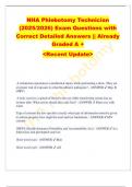   NHA Phlebotomy Technician  &lpar;2025&sol;2026&rpar; Exam Questions with  Correct Detailed Answers &vert;&vert; Already  Graded A &plus;  <Recent Update> 