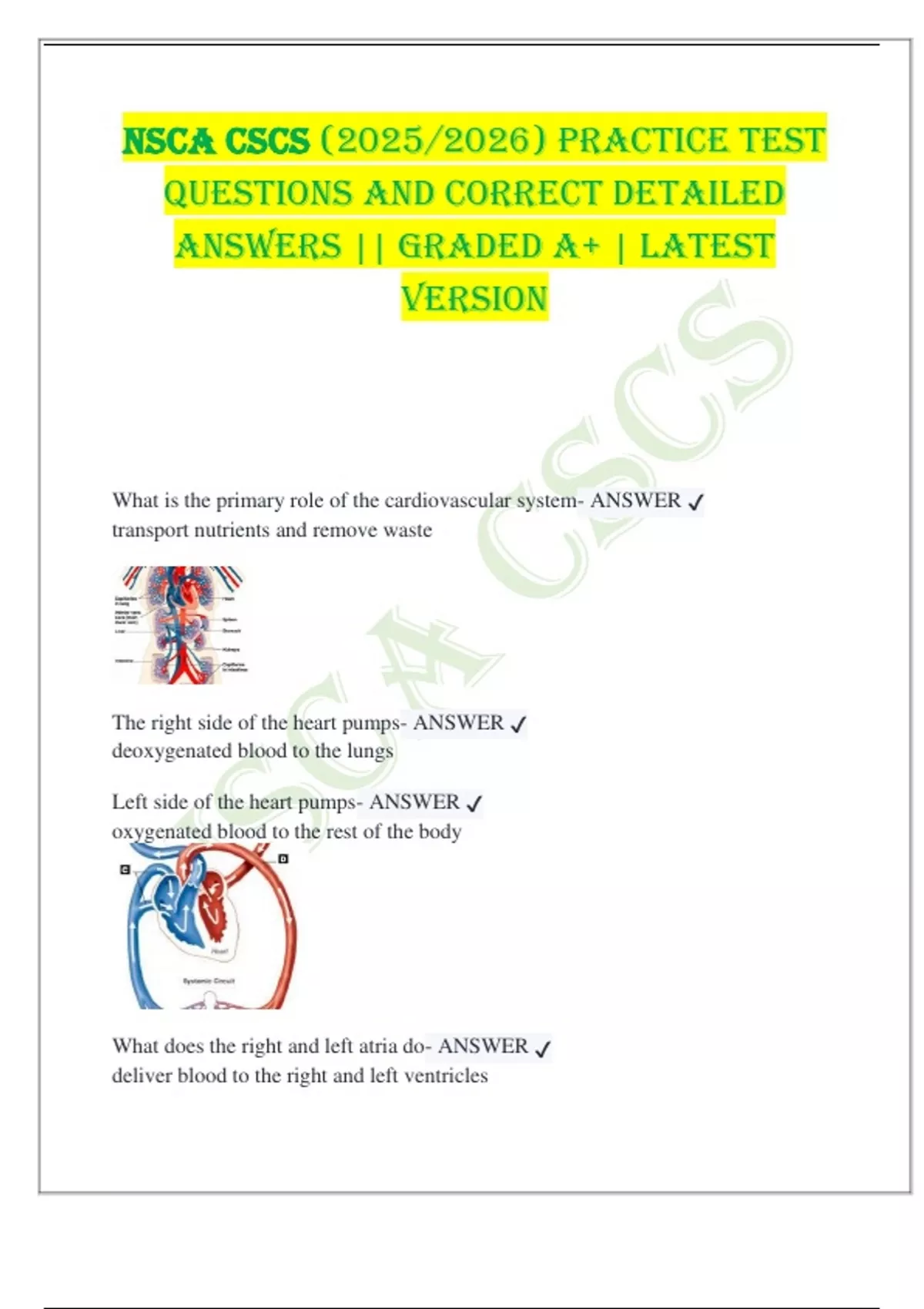 NSCA CSCS (2025/2026) PRACTICE TEST QUESTIONS AND CORRECT DETAILED ...