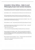 Aristotle's Virtue Ethics - AQA A Level Philosophy Exam And Correct Answers&period;