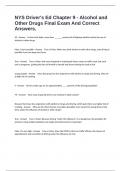 NYS Driver's Ed Chapter 9 - Alcohol and Other Drugs Final Exam And Correct Answers&period;