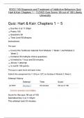 EDCO 740 Diagnosis and Treatment of Addictive Behaviors Quiz Hart & Ksir Chapters 1 &ndash; 5 &lpar;D02&rpar; Quiz Score- 98 out of 100 Liberty University