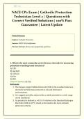 NACE CP2 Exam &vert; Cathodic Protection Technician Level 2 &vert; Questions with Correct Verified Solutions &vert; 100&percnt; Pass Guarantee &vert; Latest Update