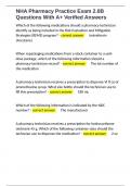 NHA Pharmacy Practice Exam 2&period;0B Questions With A&plus; Verified Answers 