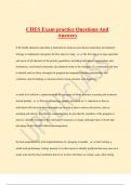 CHES Exam practice Questions And  Answers