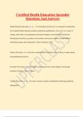 Certified Health Education Specialist Questions And Answers